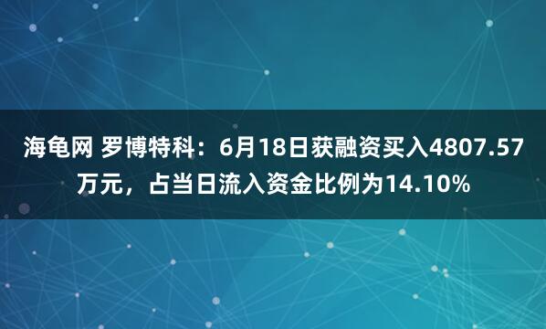 海龟网 罗博特科：6月18日获融资买入4807.57万元，占当日流入资金比例为14.10%